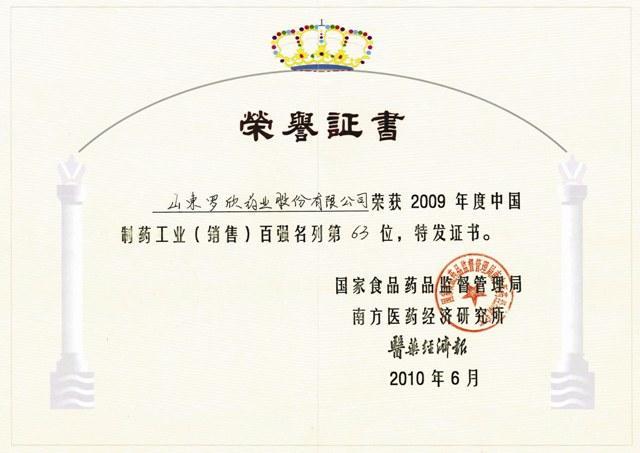 2009年度中國制藥工業(yè)百強企業(yè)